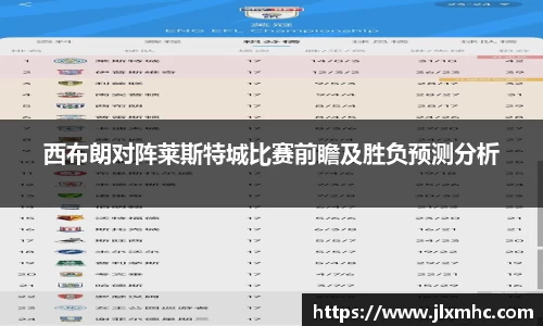 西布朗对阵莱斯特城比赛前瞻及胜负预测分析